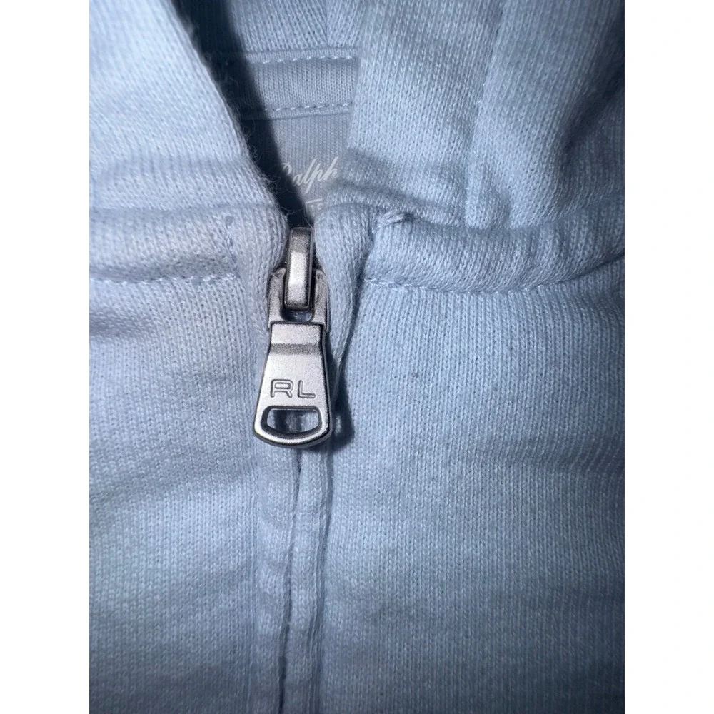 Ralph Lauren light blue baby zip up hoodie infant size 18 months flawed‎